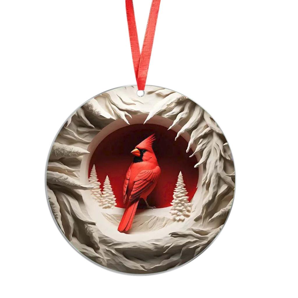 2D Акриловые Плоские Подвески, В форме Оленя, Украшения в виде Красной Птицы, Украшения для Рождественской Елки