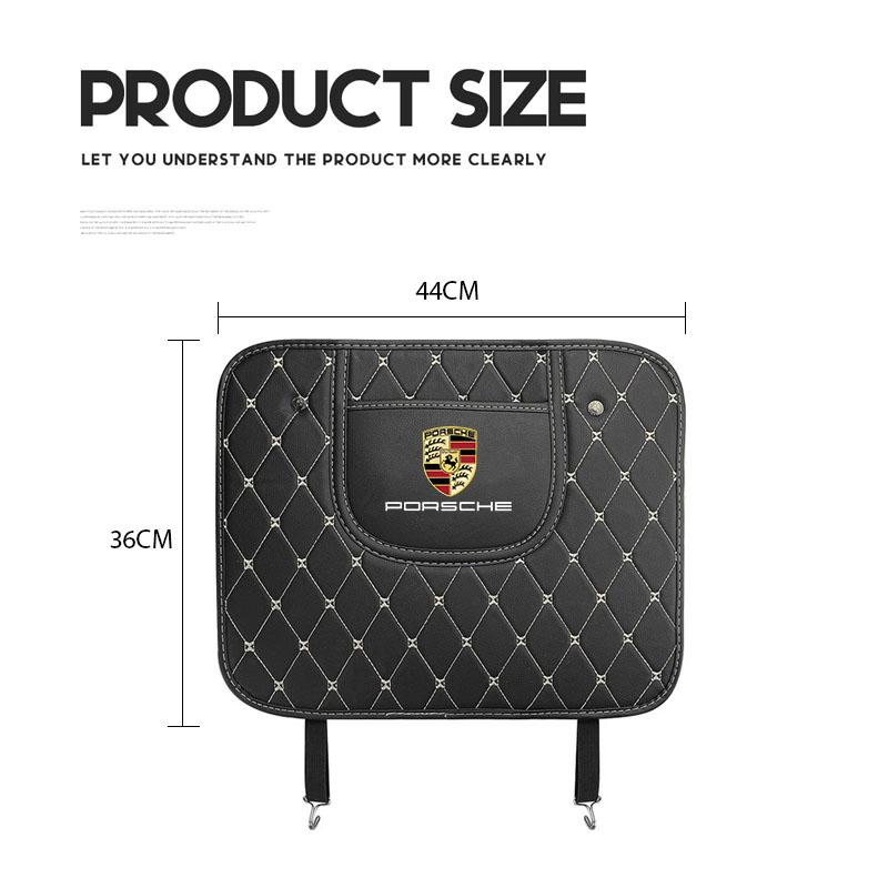 2Pcs Leather Car Anti-Kick Mat Auto Seat Back Protector Pad For Porsche 911 718 Taycan Panamera Cayenne Macan Boxster Cayman