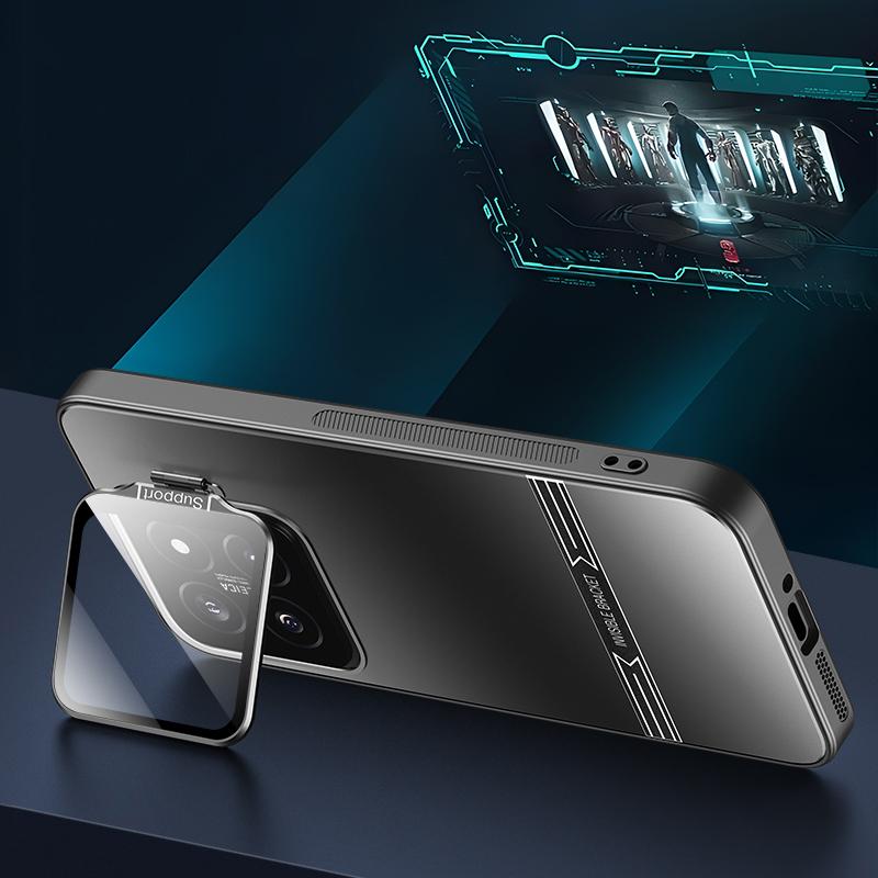 Для Xiaomi 14 матовые чехлы для сотовых телефонов PC+TPU чехол с рамкой объектива подставка