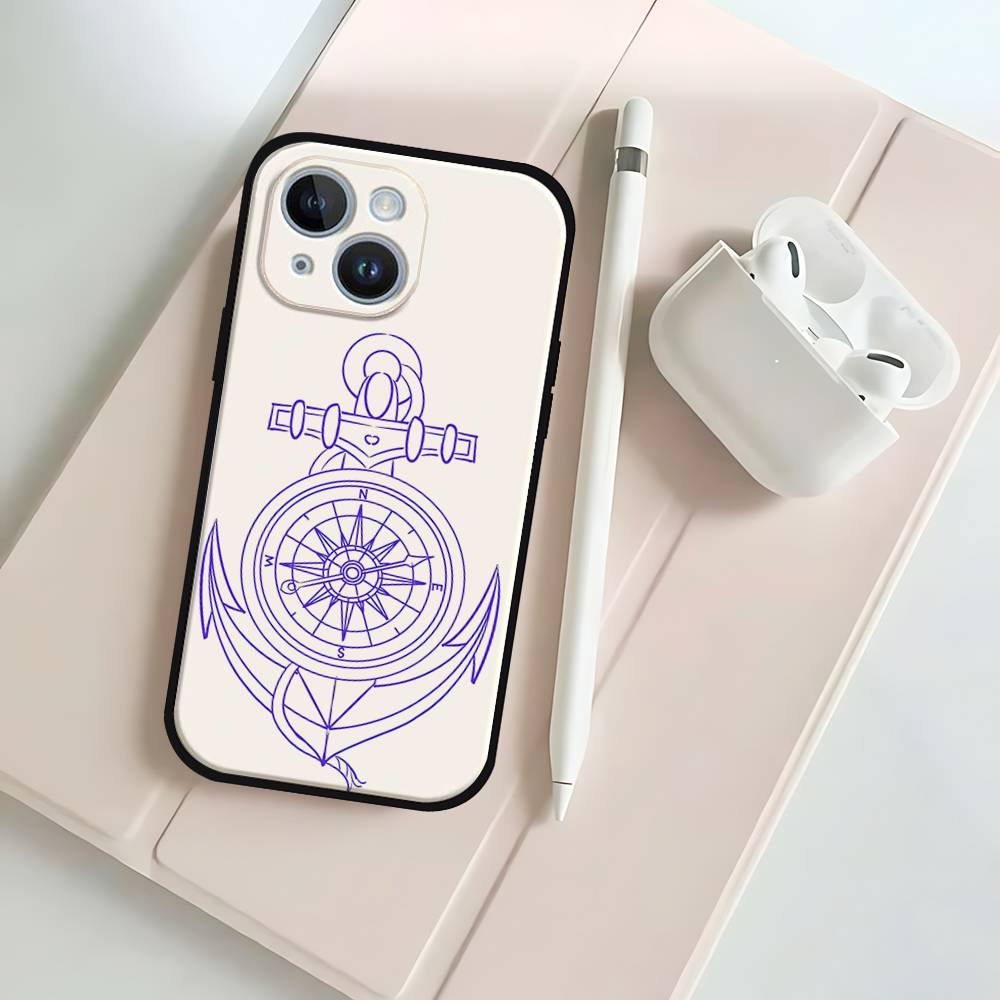 Модный винтажный чехол для телефона с компасом, черный, подходит для IPhone 17,16,15,11,13,14 Pro Max,Plus,X,Xr,Xs Max,13Mini