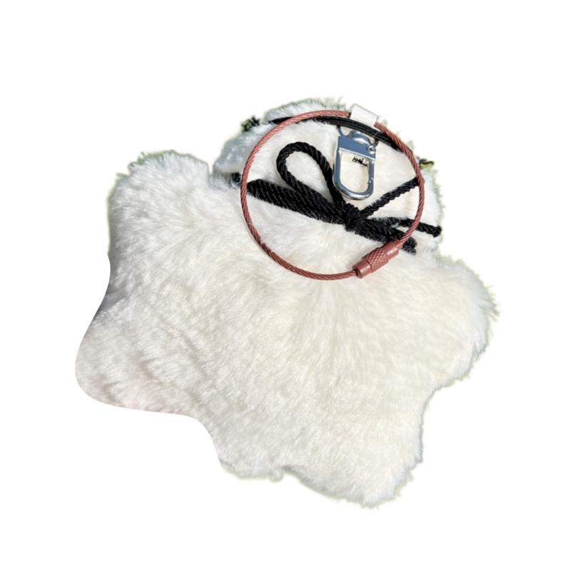 Plush Rabbit Bear Pine Charm Keychains Cute Pendant Y2K Car Keyring Backpack Decoration Fashion Jewelry for Women Girls