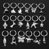Pendientes Fashion Ear Jewelry Stainless Steel Horse Dog Bone Marine Animals Dangle Hoops Earrings For Women Men Round Piercing