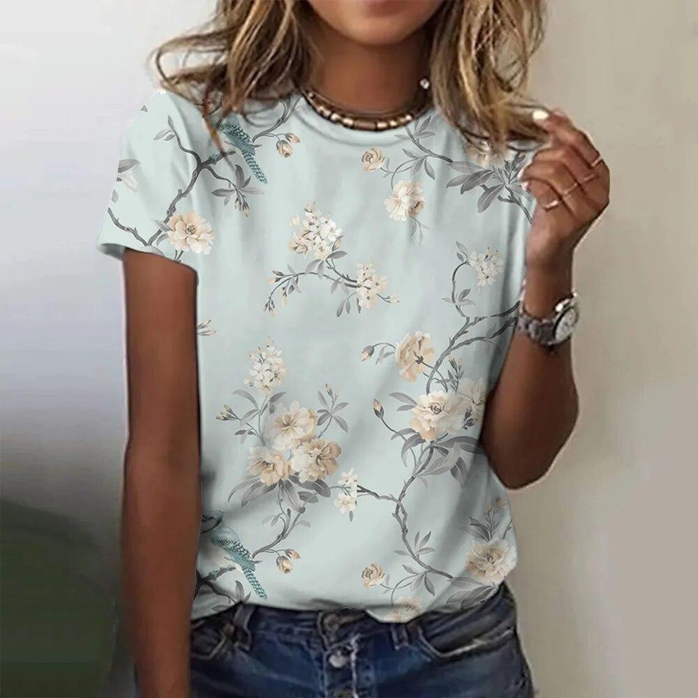 Летняя женская футболка с 3d принтом, модная элегантная темпераментная уличная одежда с короткими рукавами, популярная свободная удобная женская одежда