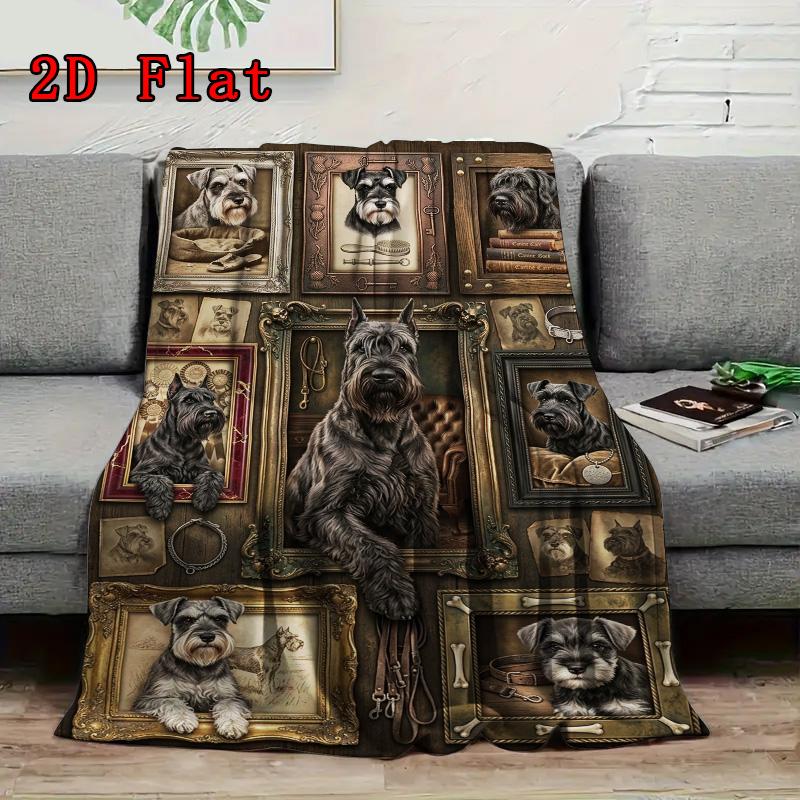 Schnauzer Legacy Gallery 2D Flat Pattern Flannel Blanket, High quality All Seasons, Home Decor, Warmth and Comfort, Perfect for Christmas Gifts.