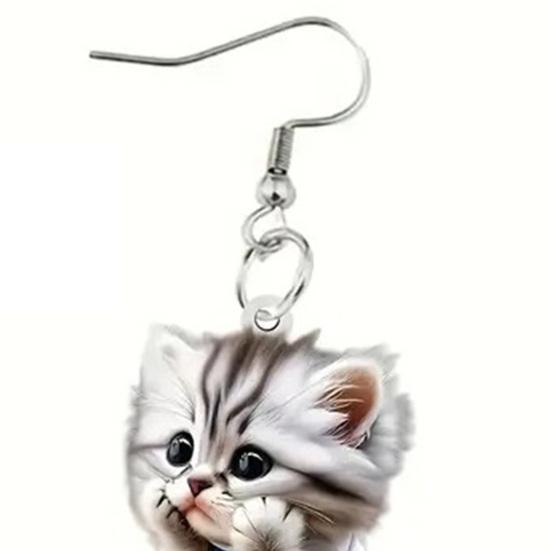 Реалистичные серьги-подвески в форме кошки 2D для женщин - Идеально подходят для юбилеев и Рождества