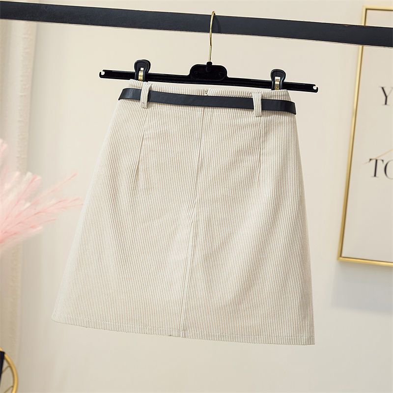 Женская юбка-трапеция вельвета Harajuku с поясом и высокой талией, узкая женская мини-юбка для офиса