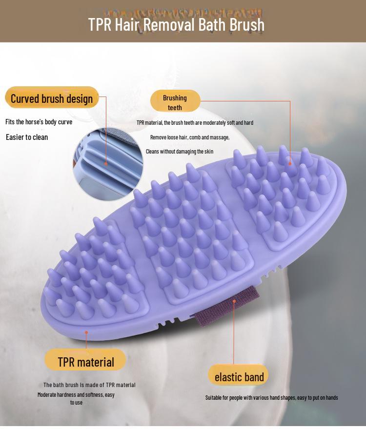 Soft Oval Horse Grooming Brush - Bendable Massage Comb