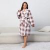 Plus Size Robe Women's Fall and Winter Long-sleeved Facecloth Bathrobe Long Section Pajamas Homewear