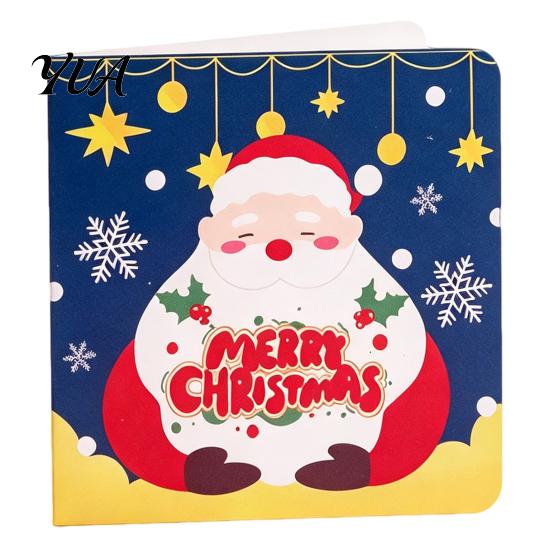 Blank Note Cards 10Pcs Merry Christmas Greeting Set, Folding Cartoon Foldable Gift Cards, Festive Blessing for Holiday Party Favors