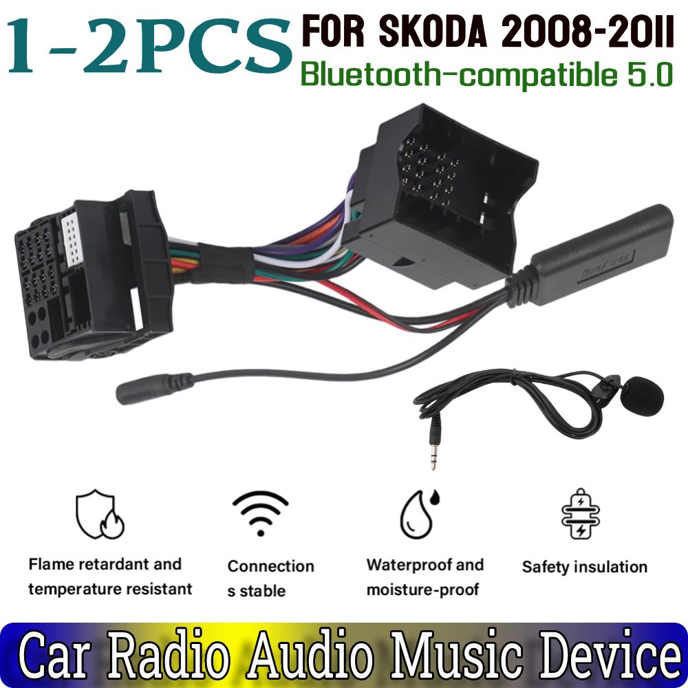 1-2 шт. Автомобильный радиоприемник Аудио Музыкальное устройство Aux Адаптер Проводка с Микрофоном Совместимый с Bluetooth 5.0 Для skoda 2008-2011