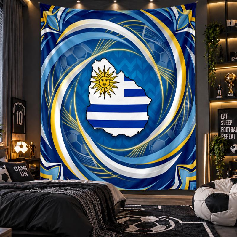 Wall Hanging Tapestry Uruguay Football Print Cloth for Living Room Bedroom Home Decor
