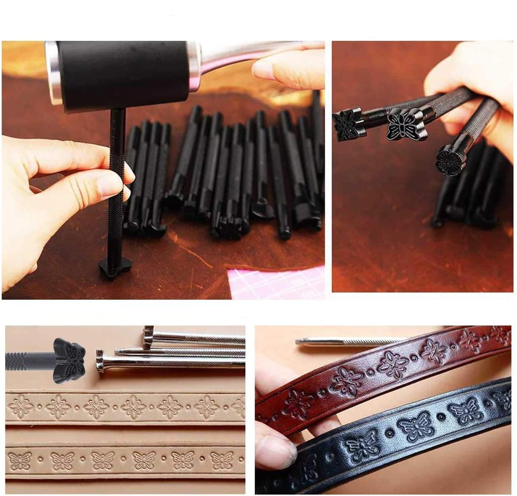 MOLATE 20 гравированных штампов-палочек для резьбы по коже, изделий из кожи, инструментов для самостоятельной работы