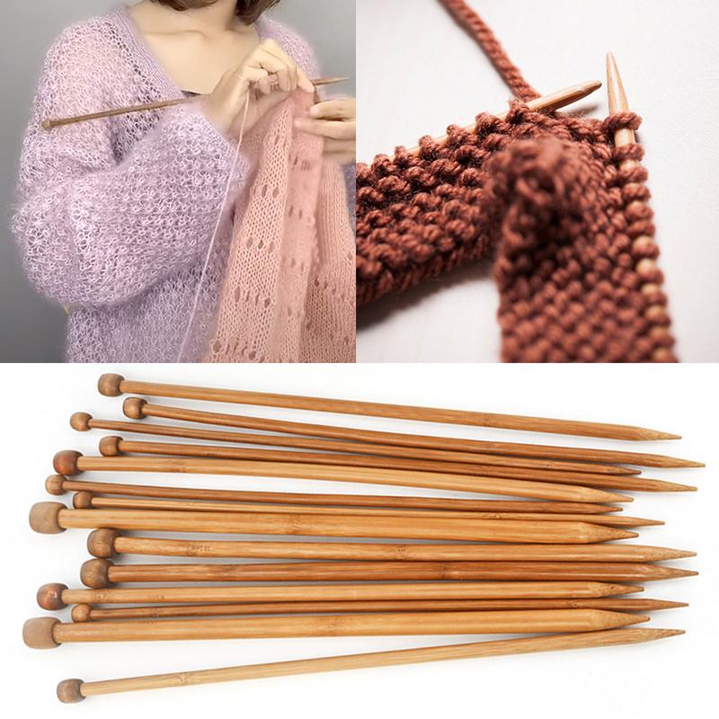 2 Pcs/Lot DIY Handmade Tools Bamboo Knitting Needle Crochet Hook Single-end For Sweater Scarf