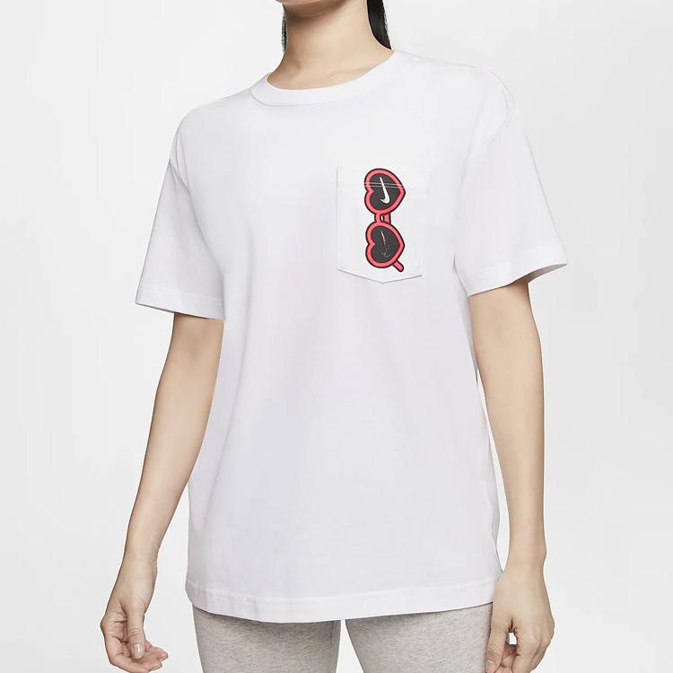 Nike T Shirts Women's White Crew Neck Moderate Straight Fit CU9700-100
