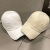 Korean-style solid color distressed ripped baseball cap for women, spring/summer trendy versatile street sun-shading curved brim cap