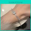Luxurious Geometric Silver Womens Bracelet With Sparkling Zirconia Stones