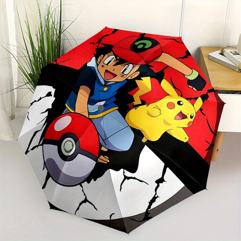1 шт. Зонт Pokémon Пикачу и Тренер - Автоматическое Открытие/Закрытие, Портативный 3-Складной Дизайн, 8 Железных Спиц, Уличный Зонт, Подарок на Фестиваль для Фанатов