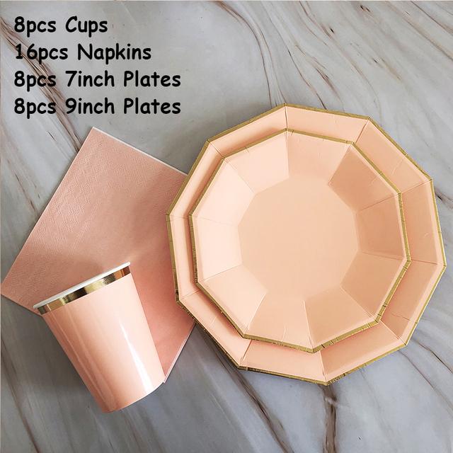 40 шт./лот одноразовая посуда набор золотых вечерние однотонные бумажные стаканчики тарелки день рождения детский душ карнавал свадьба декор принадлежности