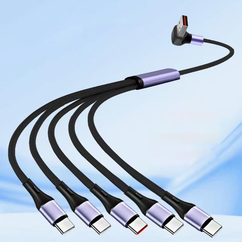 USB A на 5 портов Type-C 5-контактный Кабель-разветвитель для зарядки и передачи данных Универсальный 66 Вт USB-кабель для быстрой зарядки телефона, планшета