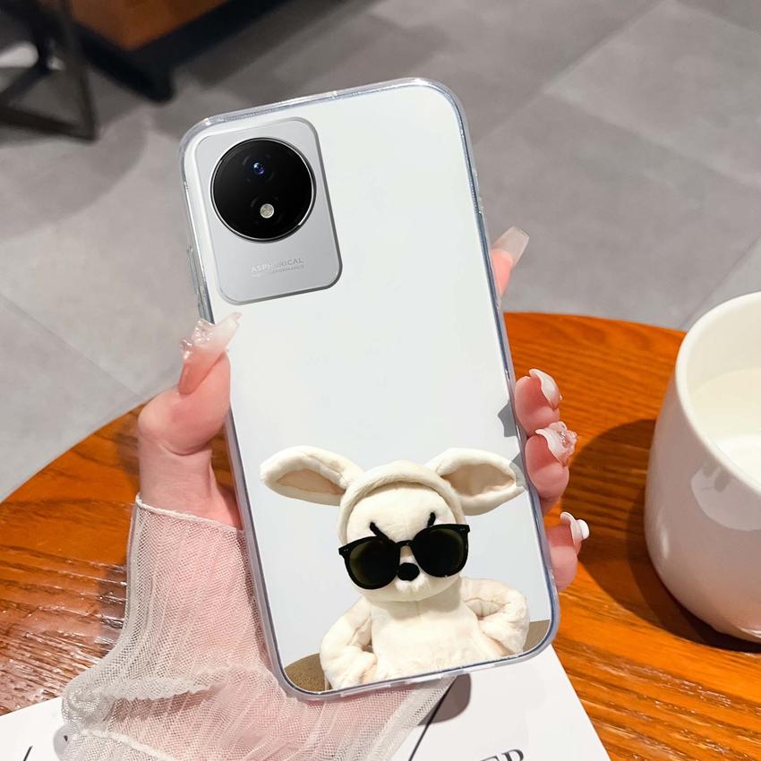 Для Vivo Y02 Y02A Y02S Y10 Y11 Y12 Y12a Y15 Y15a Y16 Y17 Y19 Прозрачные ТПУ Чехлы с Рисунком Морского Кита Ударопрочные Задние Крышки Для Vivo Силиконовый Корпус Телефона