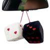 Car Distinctive Style Fuzzy Dice Retro Square Plush Hanging Mirror Fuzzy Dices Kid Toys Ornament For Car Interior Decor