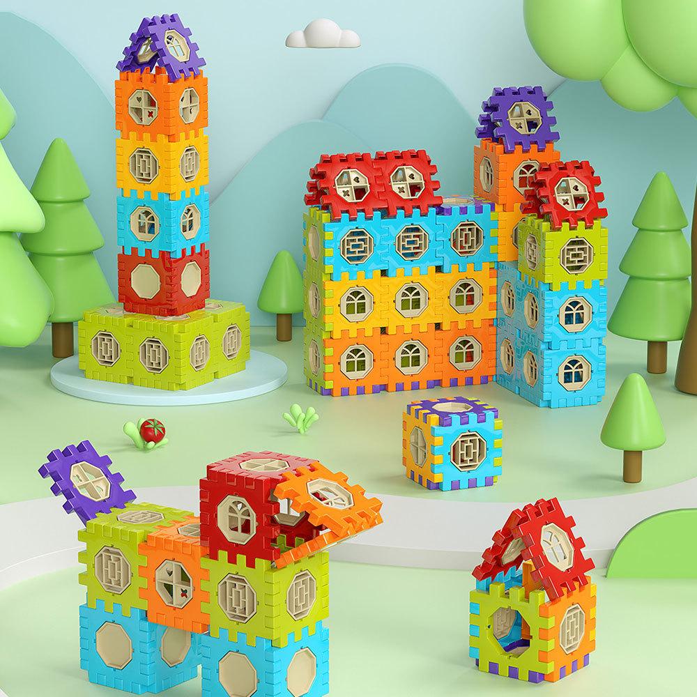 Большой Сращиваемый Тянущий Квадратный Строительный Блок Детская Сборка Пластиковый Дом Развивающие Игрушки 3-6 Лет