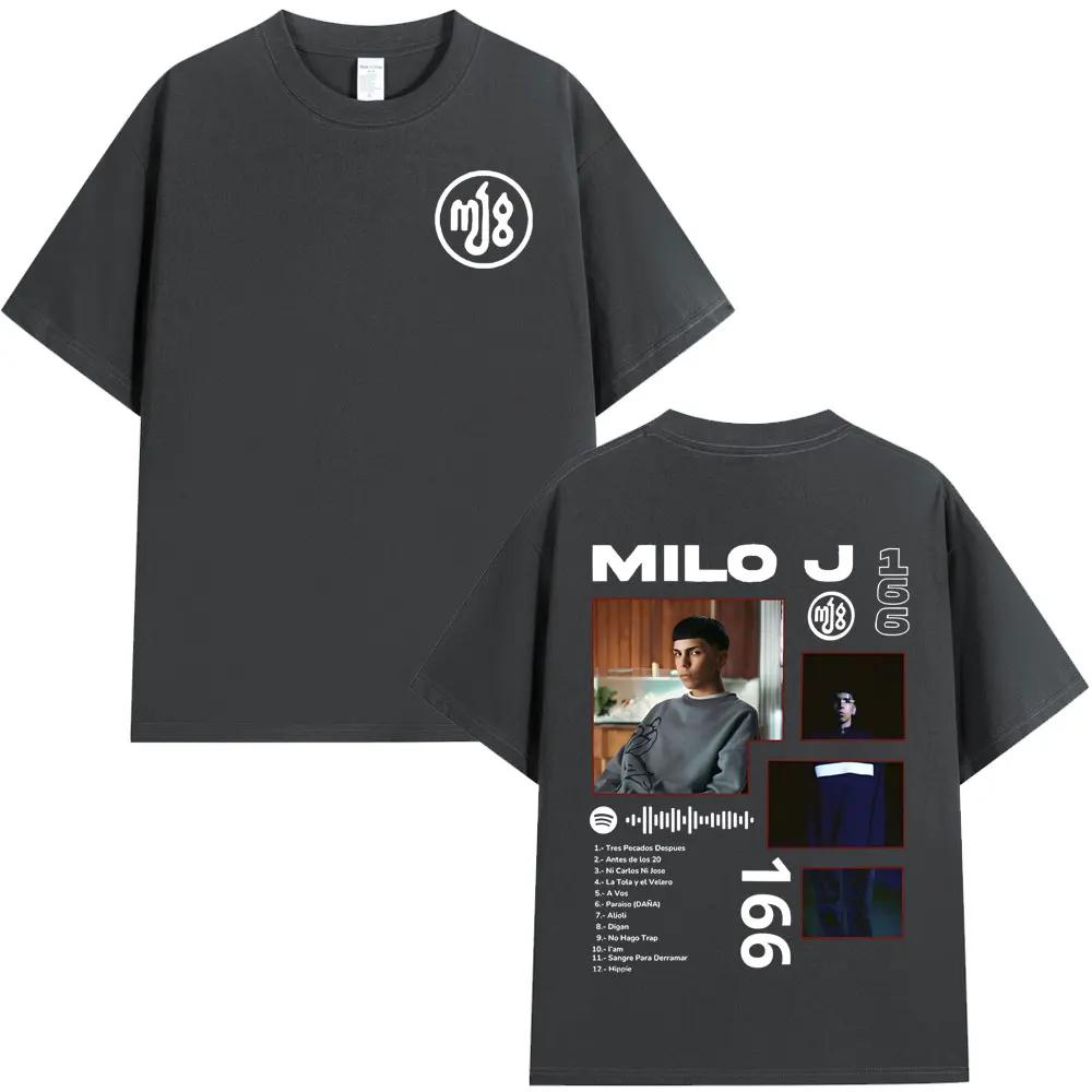 Футболка с графическим принтом альбома рэпера Milo J 166 Мужская Женская Модная Хип-хоп Футболка Хлопковая Оверсайз С коротким рукавом Топы Уличная одежда
