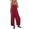 European & American Women's Solid Color Pocket Suspender Jumpsuit