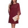 Women's Fashion Solid Color Round Neck Chiffon Patchwork Cape Half Sleeve Dresses