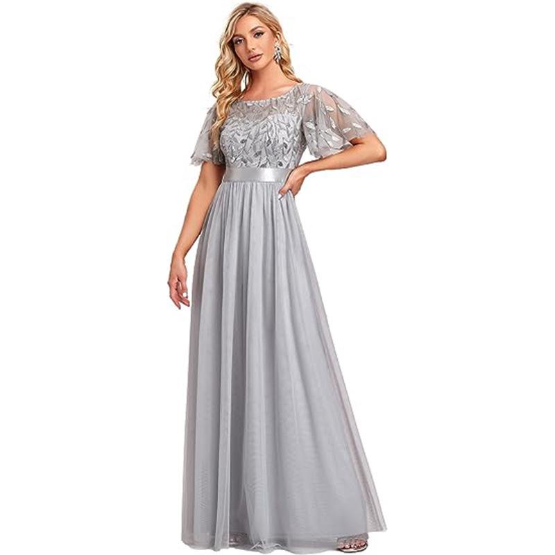 New prom dress lace splicing waist tube top dress European and American long temperament adult evening dress