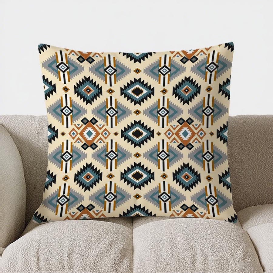 Bohemian Black And White Geometric Double-Sided Printed Pillow Cover Short Plush Suitable Living Rooms Sofas Throw Cushion Cover