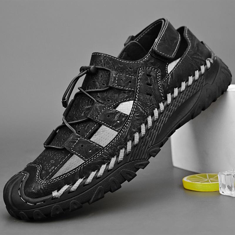 Сандалии мужские кожаные Baotou Cool Outdoor Casual Shoes Hollow Breathable Large Size Men's Shoes Beach Shoes
