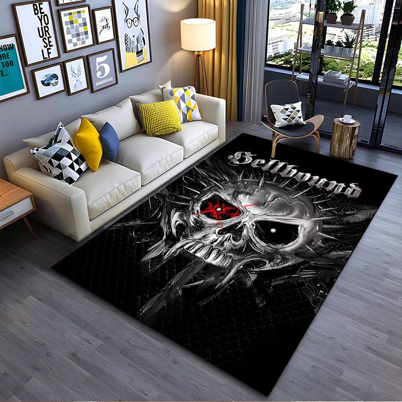 Hellbound Skull Design Carpet suitable as a non-slip mat for the living room or bedroom sofa