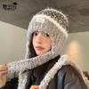 Maillard Plush Hat Women's Winter Cold Protection and Warmth Ear Protection Pullover Hat Showing Face Small Versatile Knitted Wool Hat Tide