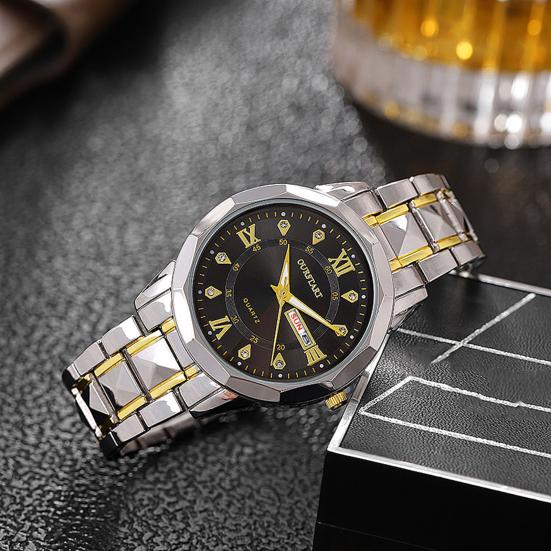 Мужские кварцевые часы с круглым циферблатом из сплава, водонепроницаемый ночник без задержки, высокоточные наручные часы для деловых поездок и путешествий