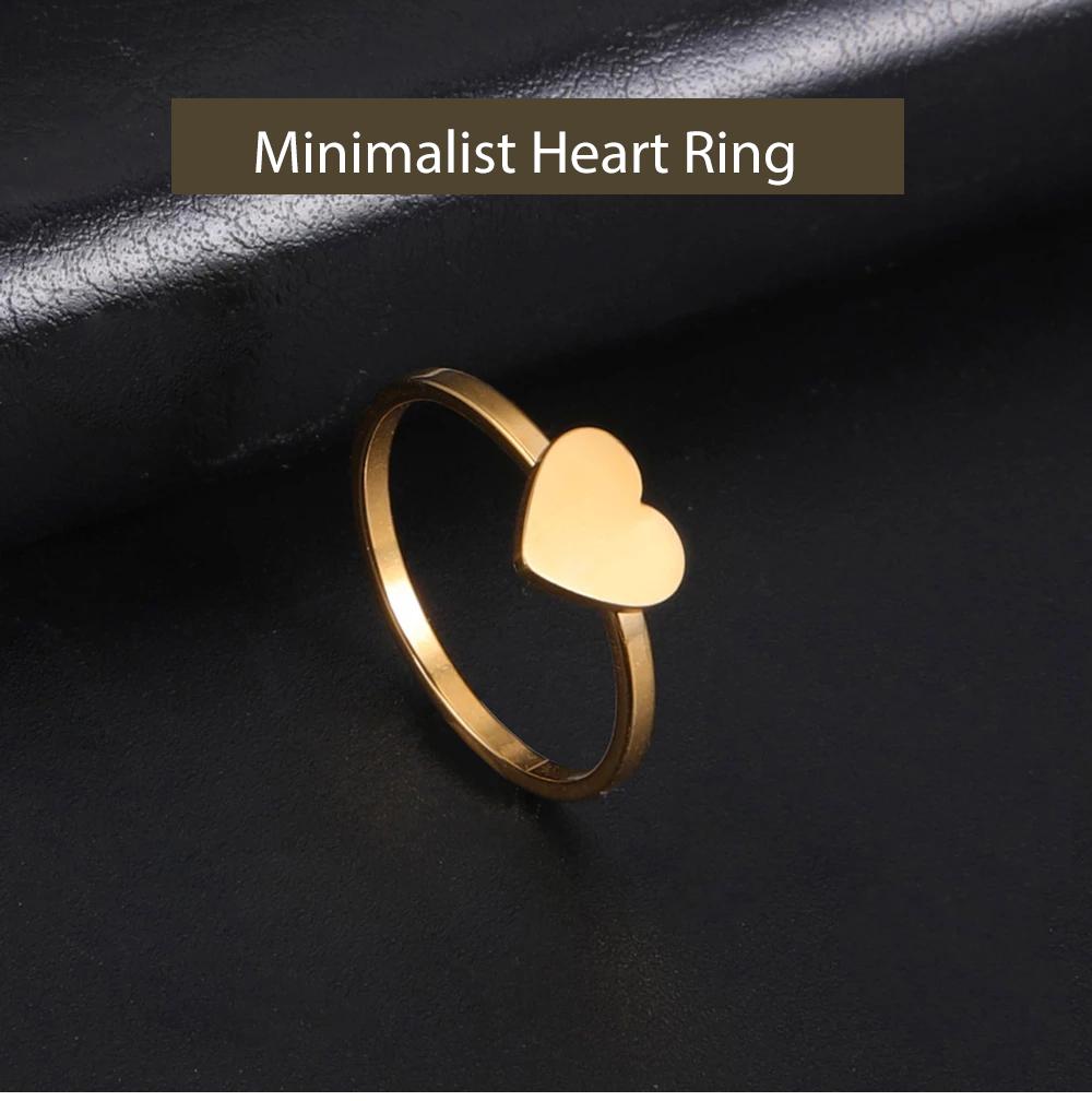 Cazador Minimlaist Heart Rings for Women Gold Color Wedding Engagement Finger Rings Stainless Steel Jewelry Gifts Wholesale 2026