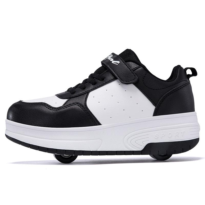 Boys Double Wheel Skates Girls Button Wheel Shoes Casual Sports Shoes Double Wheel Runaway Shoes