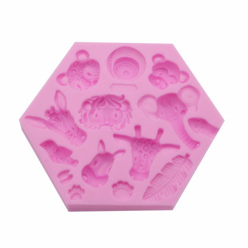Fondant Mold Forest Animal Silicone Mold Elephant Lion Monkey Shape Chocolate Epoxy Mold Cake Mold