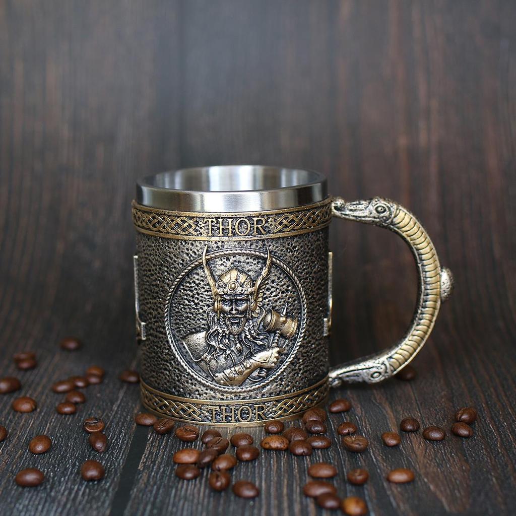 Кружка с черепом воина викинга с вкладышем из нержавеющей стали, средневековая пивная кружка, кружка для кофе, 550 мл GRGR