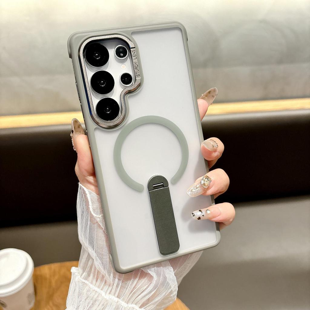 Samsung S25 Ultra Magnetic Phone Case, Frosted Stand, S24+ Drop-proof Protection