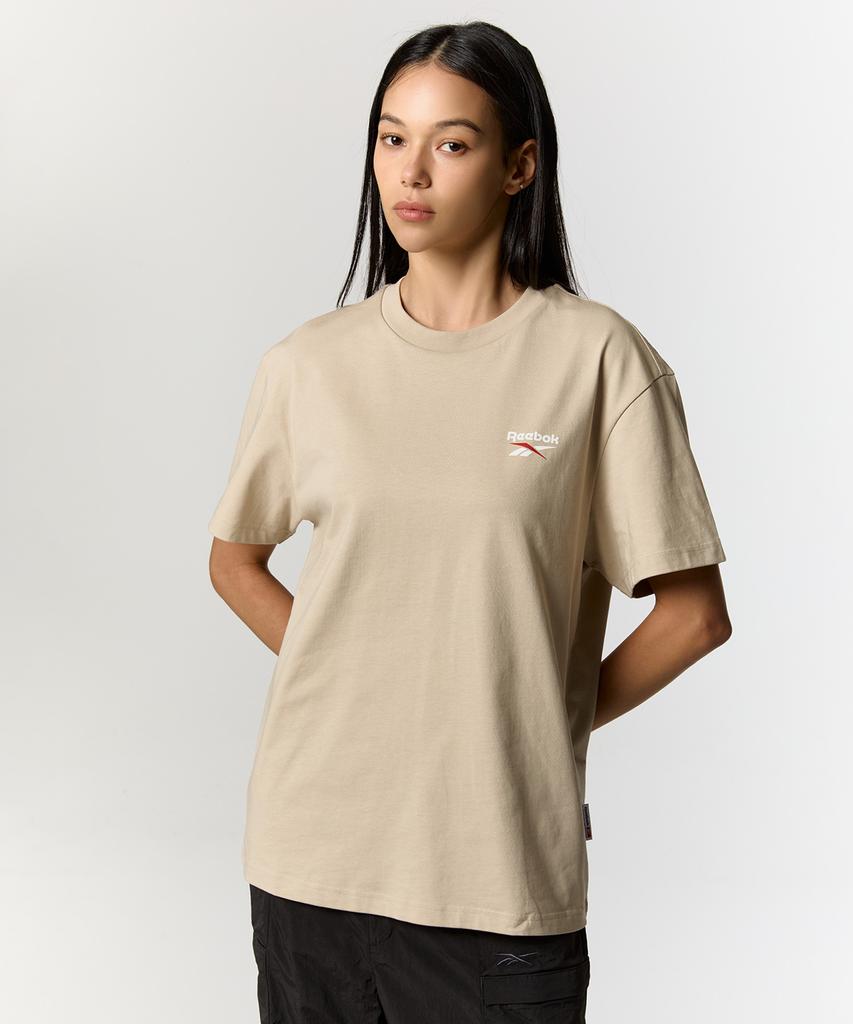 REEBOK Big Vector Slogan T-Shirt - Beige