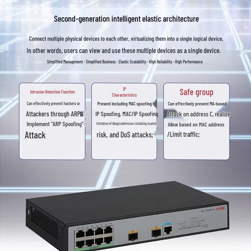 H3C S5008PV6-EI-HPWR 8-Port Gigabit PoE Managed Switch