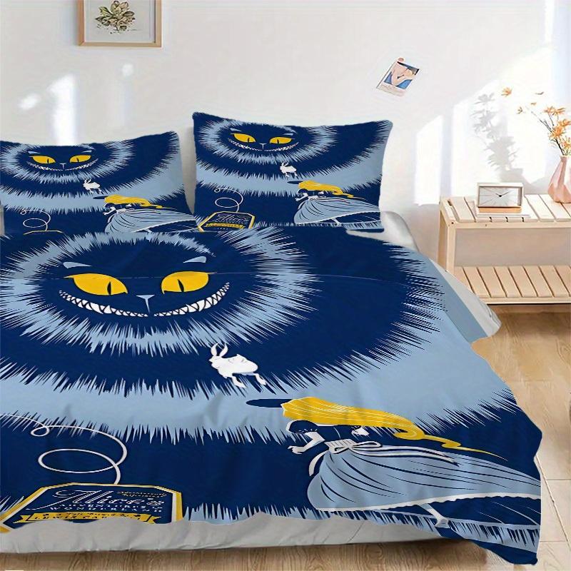 3pcs Alice Wonderland 1 Cover+2 Pillowcases, Pillow Inserts Not Included, Machine Washable, All-Season Use, Teen and Adult Rooms125