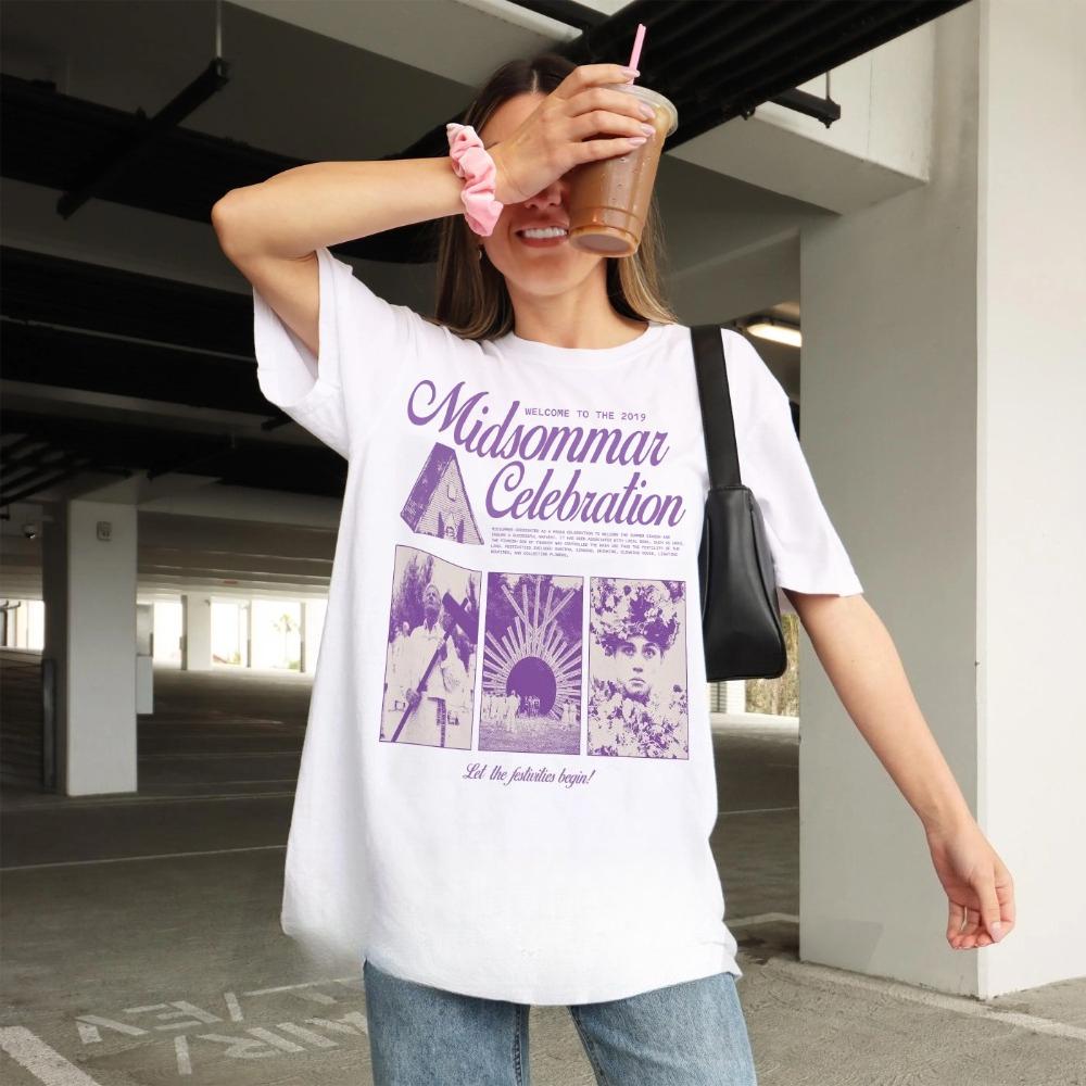 Retro Midsummer Nights Horror Commemorative Tshirt Fun and modern horror movie Tshirt Unisex highquality pure cotton