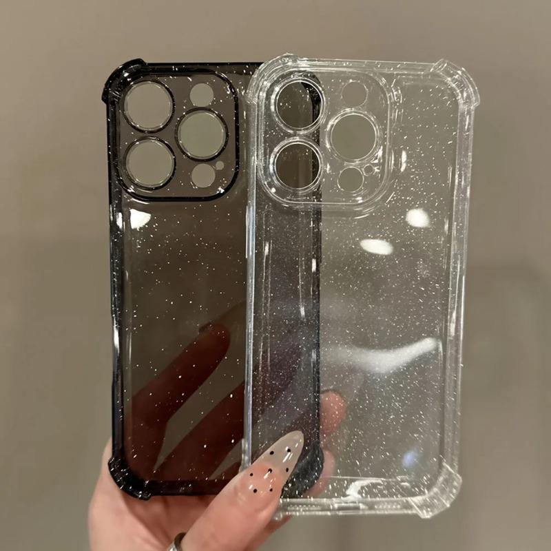 Прозрачный чехол с блестками для iPhone 17 Pro Max 16 15 14 13 12 11 Pro Max 16 PLUS 17 Air Силиконовый Мягкий Прозрачный Бампер
