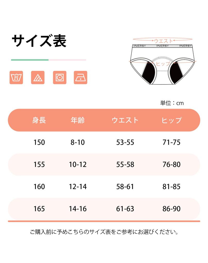 INNERSY Подростковое гигиеническое менструальное белье для обильных выделений, для дня и ночи, подходит для и старшеклассниц, набор размеров, трусики, трусики, для девочек, хлопок, размеры, использование,