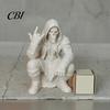 Pleated Strap Design Decor Crouching Hooded Devil God Figurine, Decorative Ornament with Skull Mask & Muscle Lines, Hip Motorcycle Cabinet Hop Gothic