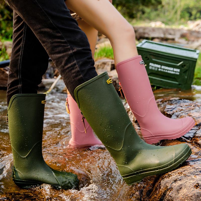 Новые модные дождевые ботинки, мужские модные высокие резиновые сапоги, женские расширенные резиновые сапоги для воды