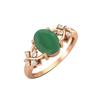 8X6MM Oval Green Onyx Gemstone 925 Sterling Silver Rose Plated Solitaire Vine-Inspired Women Wedding Ring