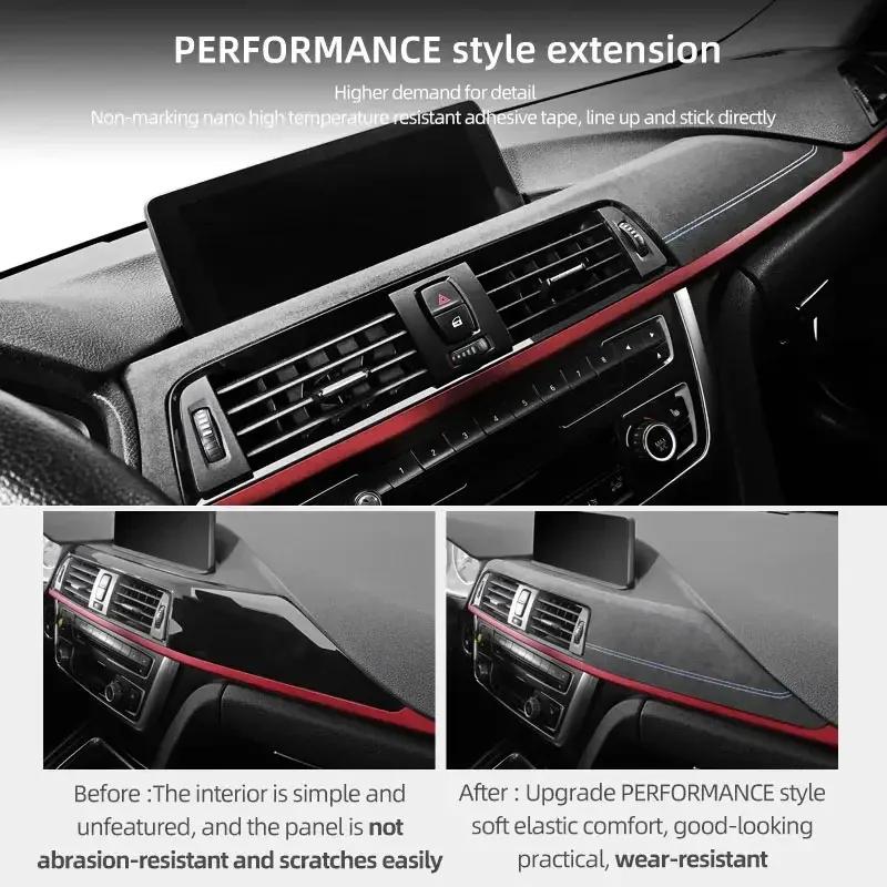 Made of Alcantara For BMW F32 F30 F34 Series 3 4 Dashboard Panel Trim Strips Instrument Sticker Car Interior Tuning Accessories